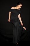 Plus Size Women Solid Off Shoulder Bodycon Maxi Skirt
