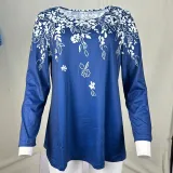 Autumn And Winter Long Sleeve Round Neck Loose Women's Printed Long Sleeve T-Shirt Top
