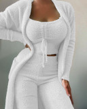 Autumn And Winter Women's Fashion Casual Fleece Cardigan Vest Pants 3-Piece Set