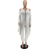 Women's Solid Color Cutout Long Sleeve Fashionable Loose Jumpsuit