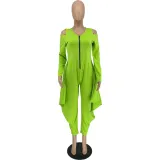 Women's Solid Color Cutout Long Sleeve Fashionable Loose Jumpsuit