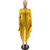 Women's Solid Color Cutout Long Sleeve Fashionable Loose Jumpsuit