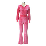 Spring And Autumn Women's Fashion Casual Zipper Sexy Tracksuit Hoodies Pants Two-Piece Set