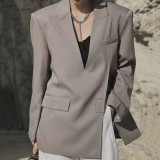 Women Trendy V-Neck Pullover Slit Loose Blazer