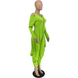 Women's Solid Color Cutout Long Sleeve Fashionable Loose Jumpsuit