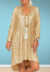 Autumn Short-Sleeved Casual Solid Color Loose Pullover Sequined V-Neck Long Dress