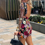 Flower Mesh Embroidery Slim Fit Sexy Bodycon Dress