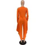 Women's Solid Color Cutout Long Sleeve Fashionable Loose Jumpsuit
