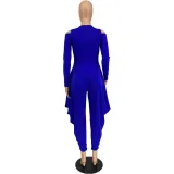 Women's Solid Color Cutout Long Sleeve Fashionable Loose Jumpsuit