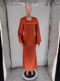 Women's Fashion Elegant Solid Color Satin Long Dress