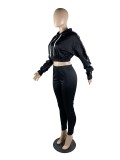 Women's Fashion Solid Casual Sports Hoodies Pants Set Two Piece Tracksuit