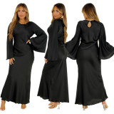Women's Fashion Elegant Solid Color Satin Long Dress