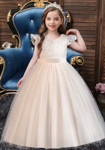 Girls Sweet Princess Solid Dress Costume Festival Dress