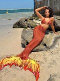 Women Summer Halter Neck Mermaid Dress Sexy Bikini Swimwear Three-Piece