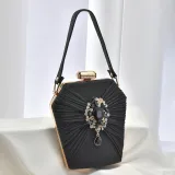 Women's Evening Bag Pleated Handbag Crossbody Formal Party Diamond Evening Bag