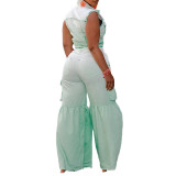 Plus Size Women's Suit Summer Gradient Vest Pocket Cargo Pants Casual Two-Piece Set