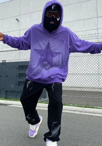 Men's and Women Loose Zipper Pentagram Loose Hoodies