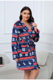 Plus Size Women Winter Hooded Flannel Bathrobe