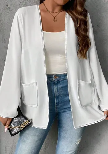 Plus Size Women's Solid Long Sleeve Jacket Fashion Casual Pocket Top