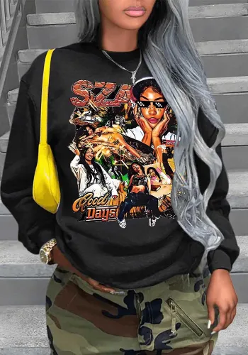 Autumn And Winter Women's Trendy Printed Loose Casual Long Sleeve T-Shirt