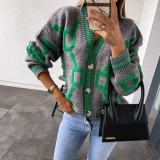 Autumn And Winter Sweater Jacket Single-Breasted Embroidered V-Neck Top Loose Knitting Cardigan