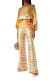 Summer Women's Printed Off Shoulder Top Slim Fit Wide Leg Pants Casual Chic Two Piece Set
