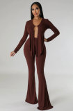 Women Autumn Casual Long Sleeve Top and Pant Two-piece Set