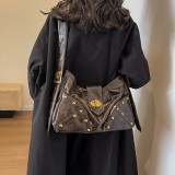 Women Retro Studded Bag Large Capacity Tote Bag