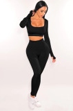 Autumn And Winter Fashionable Sports Square Collar Yoga Two-Piece Pants Set