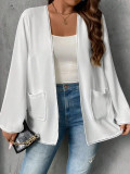 Plus Size Women's Solid Long Sleeve Jacket Fashion Casual Pocket Top