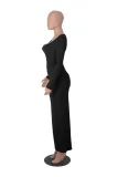 Autumn And Winter Fashionable Square Neck Long Sleeve Top Slim Waist Bodycon Women's Long Skirt Two-Piece Set
