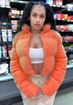 Women Long Sleeve Stand Collar Solid Furry Jakcet