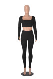 Autumn And Winter Fashionable Sports Square Collar Yoga Two-Piece Pants Set