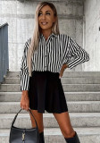 Plus Size Women Long Sleeve Striped Print Shirt