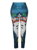 Plus Size Women's Christmas Printed Basic Pants Spring And Autumn Elastic Waist Slim Trousers