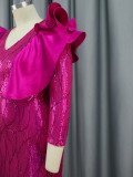 Women sequin ruffle dress