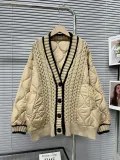 Women autumn and winter loose knitting cardigan sweater