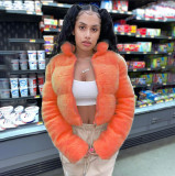 Women Long Sleeve Stand Collar Solid Furry Jakcet