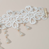 Vintage lace pearl bar necklace