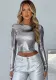 Women's Winter Fashion Slim Crop Long Sleeve Tops For Women