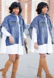 Women Fashion Shawl Denim Jacket
