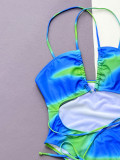 Women's Strapless Hollow Style One-Piece Tie-Dye Swimsuit