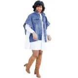 Women Fashion Shawl Denim Jacket