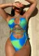 Women's Strapless Hollow Style One-Piece Tie-Dye Swimsuit