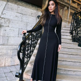 Autumn And Winter Long-Sleeved Round Neck A-Line Feminine Long Dress Women's Clothing
