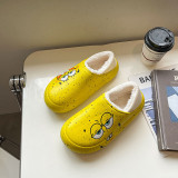 Autumn and winter home cartoon cute waterproof anti-slip thick-soled plus velvet warm bag and slippers