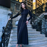 Autumn And Winter Long-Sleeved Round Neck A-Line Feminine Long Dress Women's Clothing