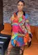 Women Vintage Print Long Sleeve Shirt Dress