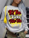 Women Clothing Autumn and Winter Women Clothing Letter Printed Loose Top