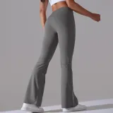 Women Solid Casual Sports Running Fitness Yoga Bell Bottom Pants